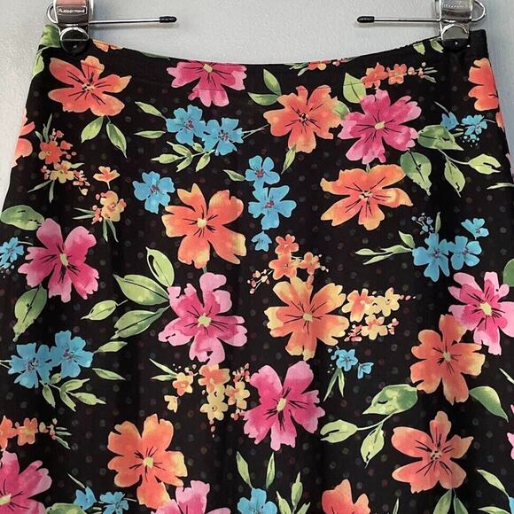 White Stag Reversible Skirt Size Large Black Floral Dot Fairy Goth Dark Romantic - Picture 2 of 10